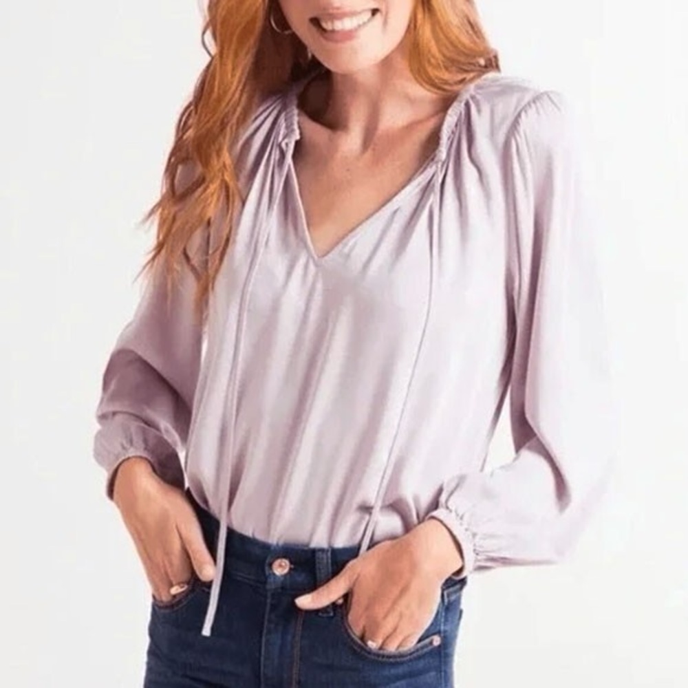 Cloth & Stone light purple Tie Front Long Sleeve Blouse XS